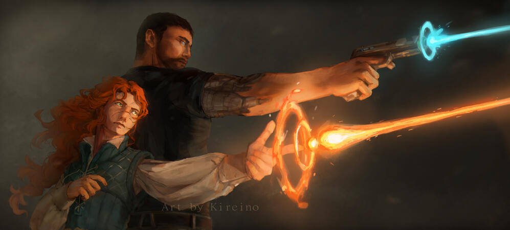 Example for a half-body commission with a additional character